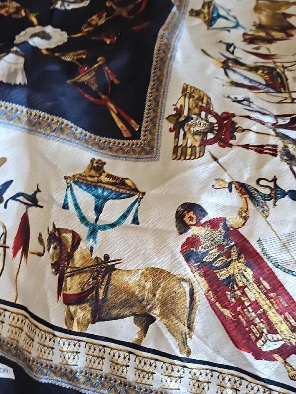 Pierangelo Masciadri 100% Silk Egyptian Revival Scarf Made in Italy 38x39